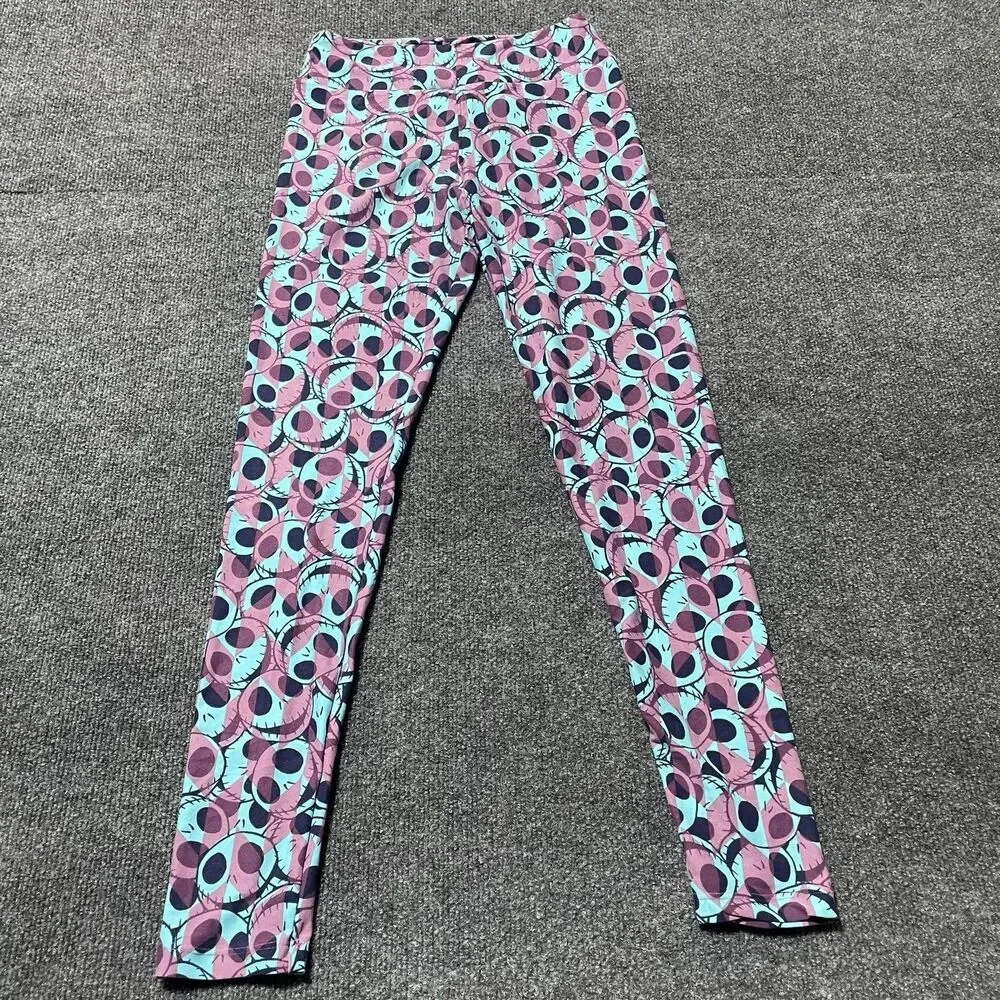 LuLaRoe Leggings Girls One Size 15-4 Purple Blue Soft Stretch Jack Skellington